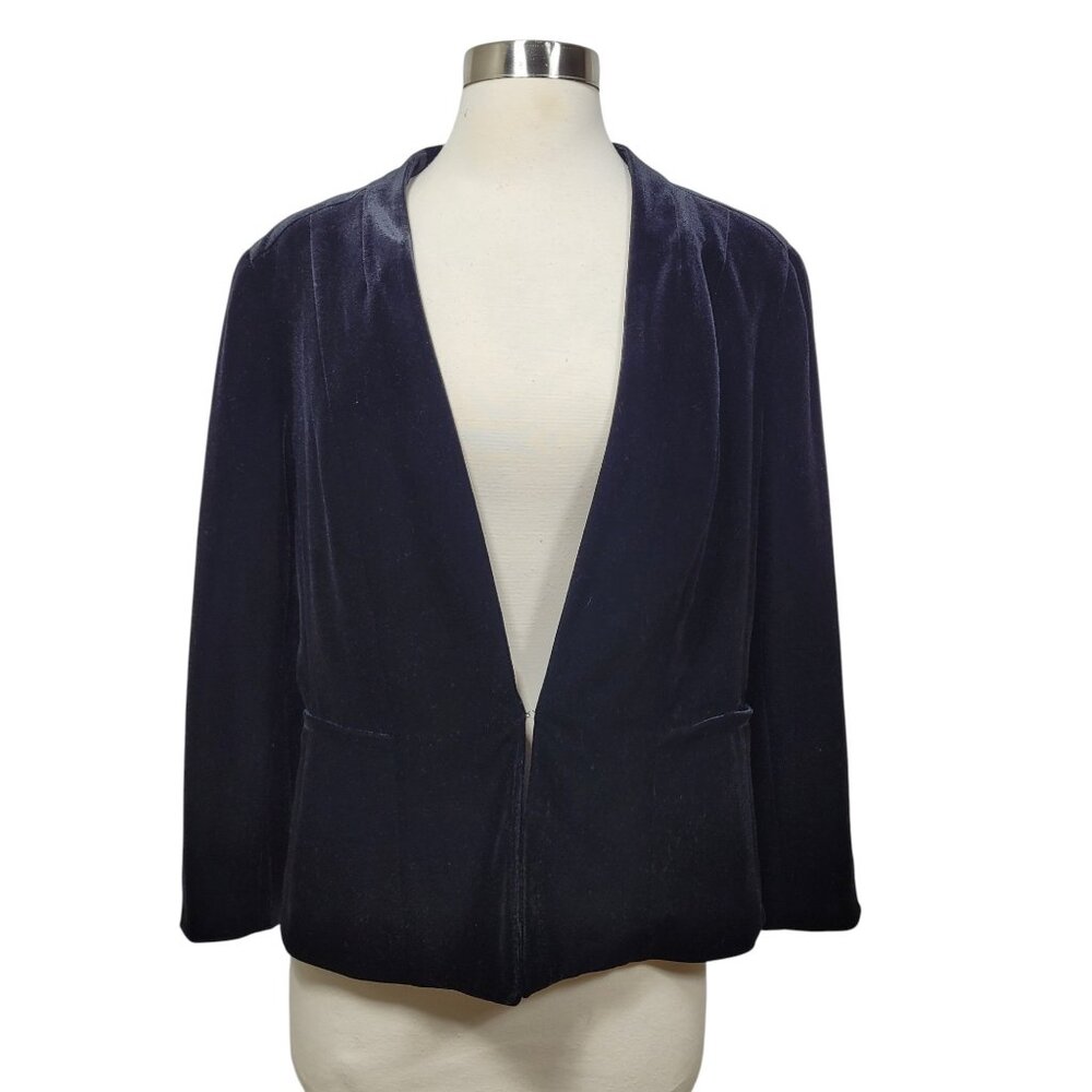 Kasper Women's Open Front Blazer Jacket Long Sleeve Solid Black Size 8